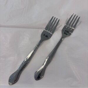 Wedding Cake Forks Set – “I Do” + “Me Too” – New/Unused